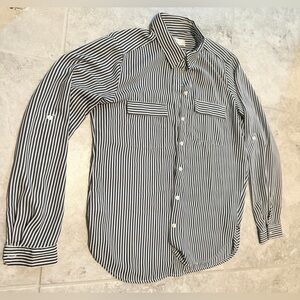 LOFT Petites Black & White Striped Button Down Shirt | XSP
